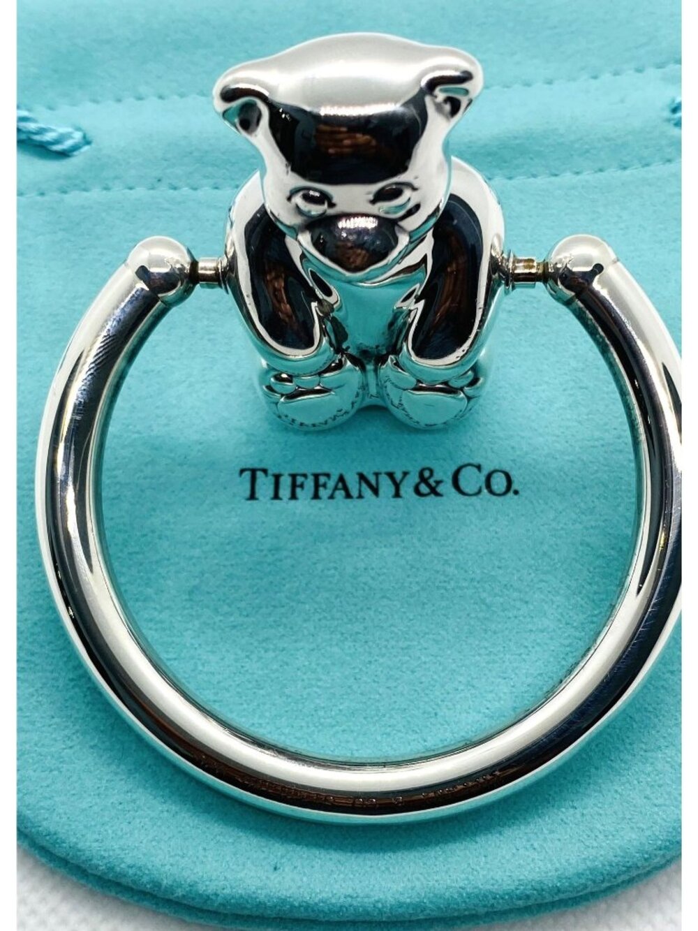 Tiffany & Co Serling Silver 925 Teddy Bear Rattle Polished